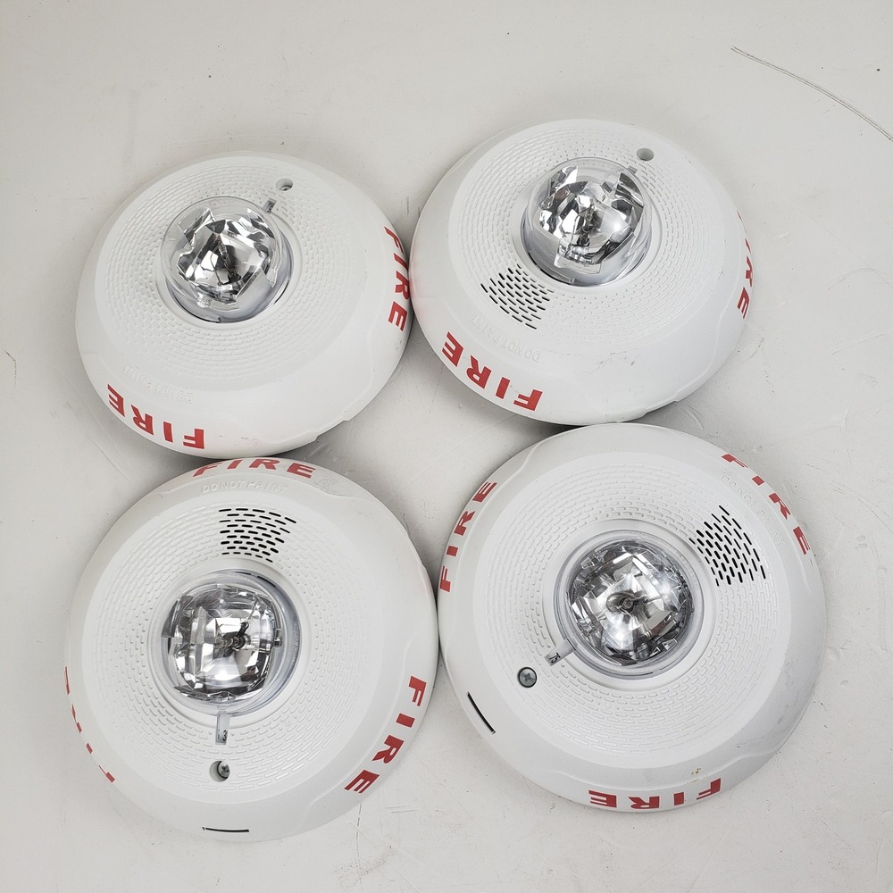 4X System Sensor PC2WL Fire Alarm Horn Strobe Ceiling Mount White